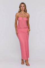 Self Made Aura Strapless Mesh Maxi Dress Pink