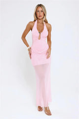 Luxe Legacy Halter Maxi Dress Pink