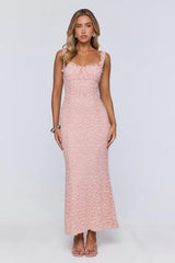 Seaside Society Lace Maxi Dress Pink