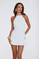 Sparkling Daylight Halter Maxi Dress White