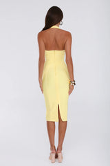 Not Your Girl Bandage Midi Dress Yellow