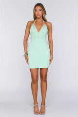 Glow On Girl Halter Mini Dress Mint