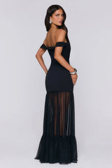 Pretty Lullaby Off Shoulder Maxi Dress Black