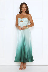 Midnight Radiance Strapless Satin Maxi Dress Sage
