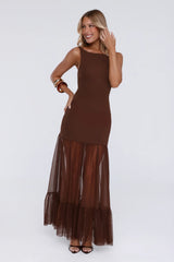 Sweet Gleam Maxi Dress Brown