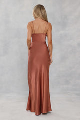 The Evelina Satin Maxi Dress Bronze