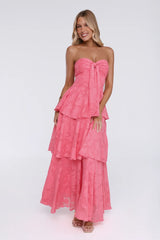 Frost Flare Strapless Maxi Dress Coral