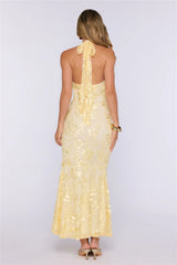The Wish List Halter Maxi Dress Yellow
