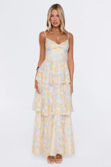 Sweet Luxury Maxi Dress Yellow Print