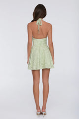 Confetti Hour Halter Mini Dress Sage