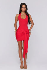 Special Announcement Halter Mini Dress Red