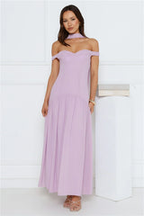 The Style Spotlight Off Shoulder Maxi Dress Lilac