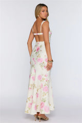 Floral Studio Satin Maxi Dress Pink