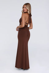 No Limits Halter Maxi Dress Brown