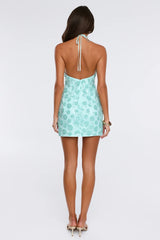 Disco Queens Sequin Halter Mini Dress Mint
