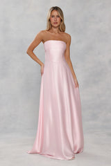 The Serina Strapless Satin Maxi Dress Light Pink