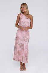Pretty Whispers One Shoulder Maxi Dress Pink