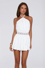 Golden Girl Hours Halter Mini Dress White