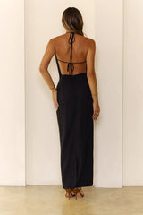 Don't Gatekeep Halter Maxi Dress Black