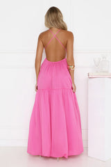 Style Unlocked Bubble Hem Maxi Dress Pink