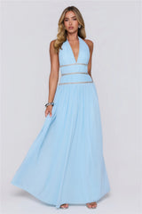 Summer Sparkle Halter Maxi Dress Blue