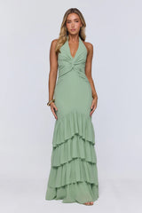 Pretty Moodboard Halter Maxi Dress Sage