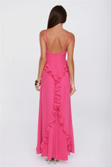 Balmy Nights Club Maxi Dress Hot Pink