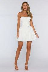 Mysterious Rose Strapless Mini Dress White