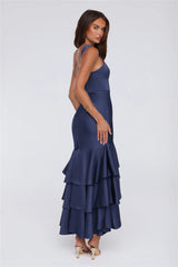 Formal Whimsy Satin Maxi Dress Navy