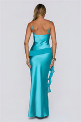She's A Dream Satin Maxi Dress Aqua