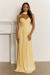 Shimmering Goddess Strapless Maxi Dress Yellow