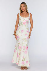 Floral Studio Satin Maxi Dress Pink
