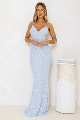 Radiant Sparkle Sequin Maxi Dress Blue