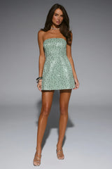 Signature Move Sequin Strapless Mini Dress Mint
