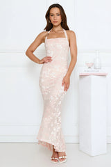 Soft Serenade Halter Maxi Dress Pink