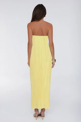 The Pretty Way Plisse Strapless Maxi Dress Yellow