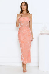 Style Too Good Strapless Mesh Maxi Dress Peach