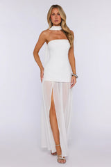 Formal Event Strapless Maxi Dress White