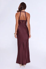 Spotlight Energy Satin Maxi Dress Chocolate