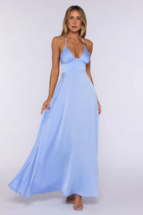 New Romance Halter Maxi Dress Light Blue