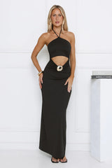 Evening Standards Halter Maxi Dress Black