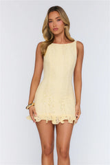 Effortless Bloom Lace Mini Dress Yellow