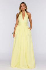 Glow And Go Halter Maxi Dress Lemon
