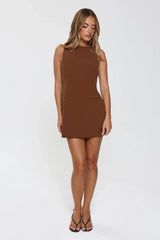 Pretty Professional Tailored Mini Dress Brown