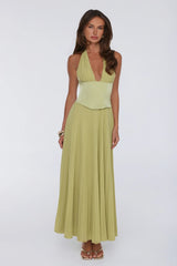 The Secret Waltz Halter Maxi Dress Lime