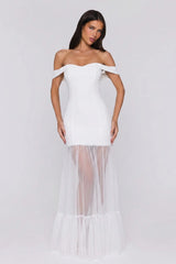 Pretty Lullaby Off Shoulder Maxi Dress White