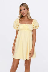 Sun Kissed Style Linen Blend Mini Dress Yellow