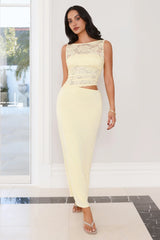 Styled Signed Delivered Lace Maxi Dress Yellow