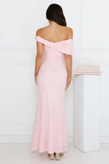 Slay the Night Off Shoulder Maxi Dress Pink