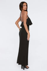Silken Radiance Halter Maxi Dress Black